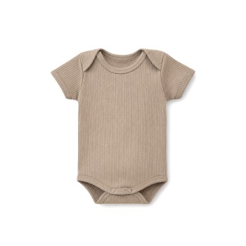 ..78-8 ИГЛ Боди с коротким рукавом из интерлока в рубчик, бежевый