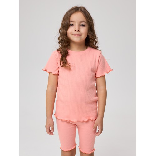 .74-82 ИГЛ Комплект футболка + трессы на закрутке, Коралловый.